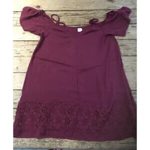 womens o’neill shift dress with lace trim Brick Red Off The Shoulder Size Medium